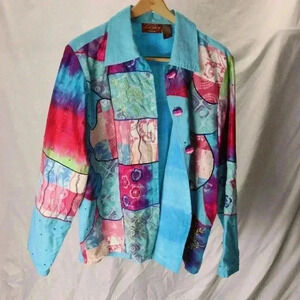 Unique Legacy 55% silk‎ quilted colorful quilted patterned shirt/jacket women S